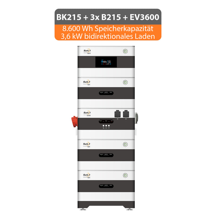 2Way Speicherturm Komplettset - 8,6 kWh Speicher + EV3600 bidirektionaler Wechselrichter