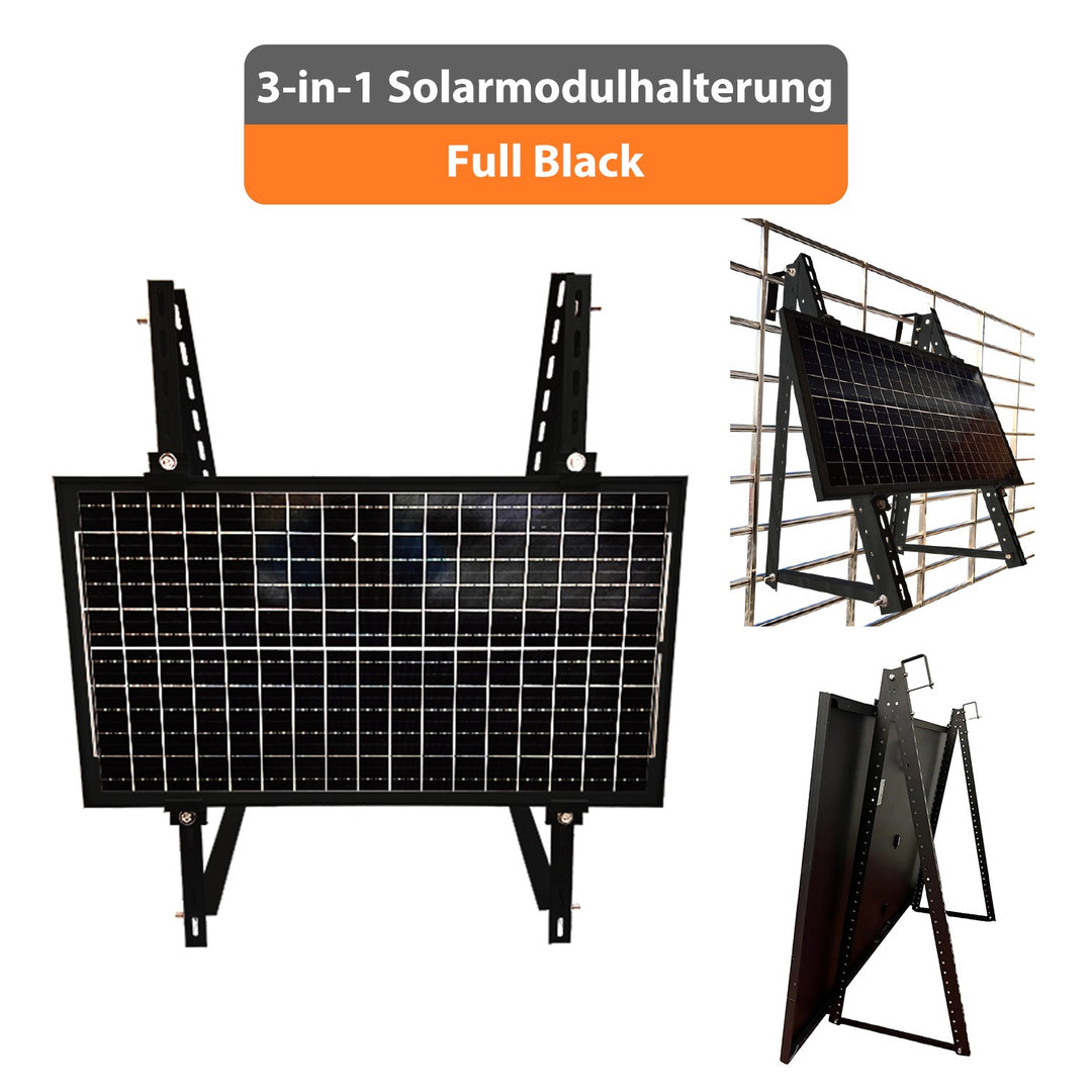 SunLit Solarmodulhalterung 3-in-1 (Full-Black) für Balkonkraftwerk MSH-01B - Balkon, Terrasse, Flachdach