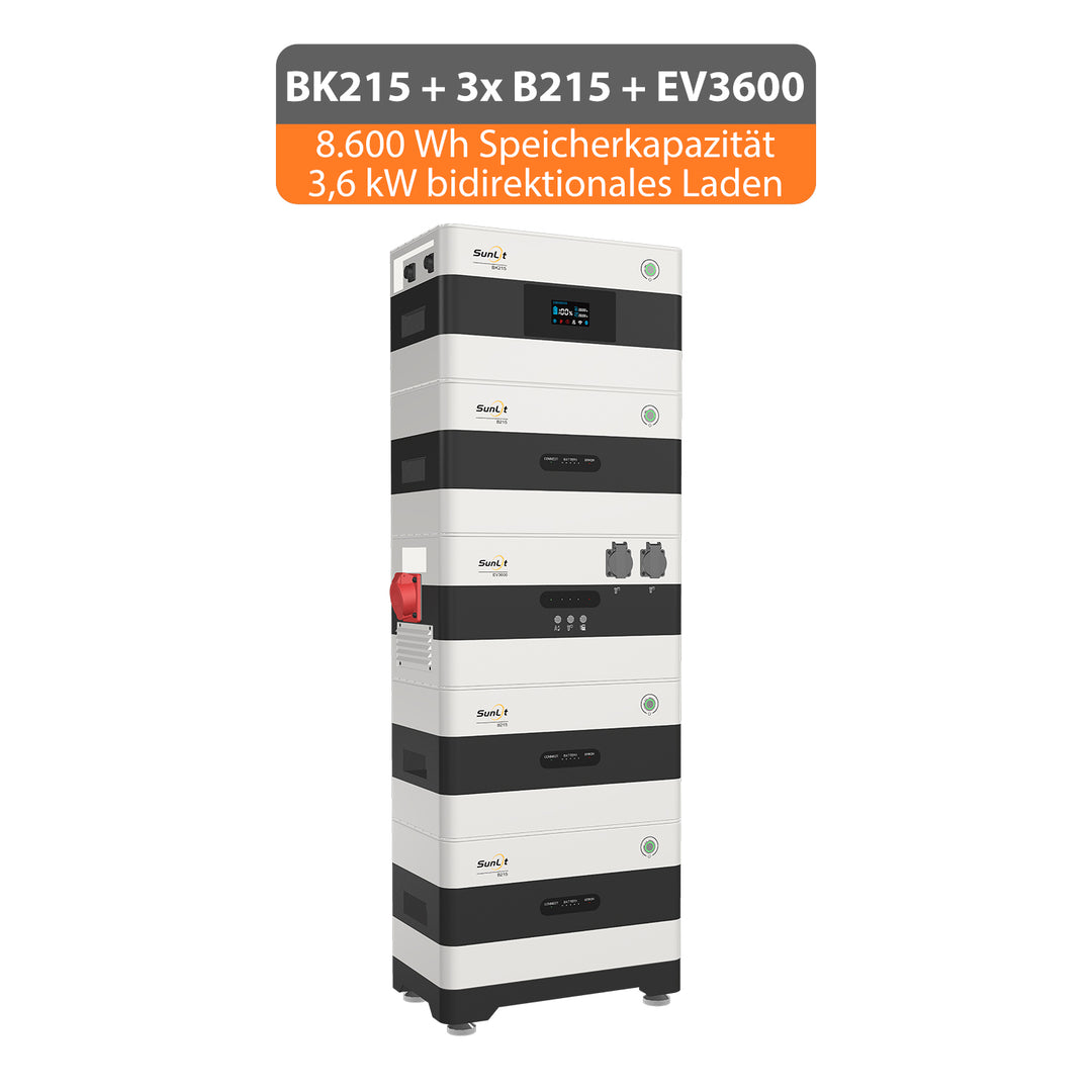 2Way Speicherturm Komplettset - 8,6 kWh Speicher + EV3600 bidirektionaler Wechselrichter