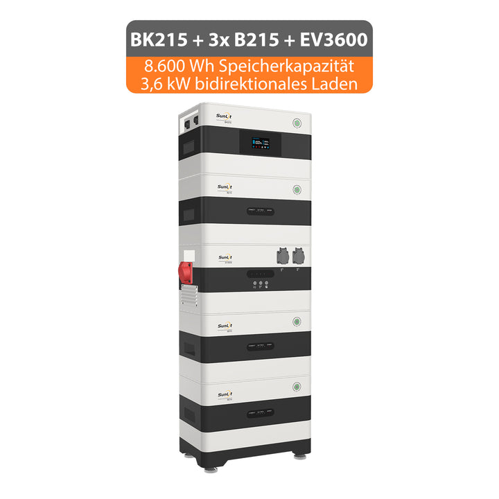 2Way Speicherturm Komplettset - 8,6 kWh Speicher + EV3600 bidirektionaler Wechselrichter