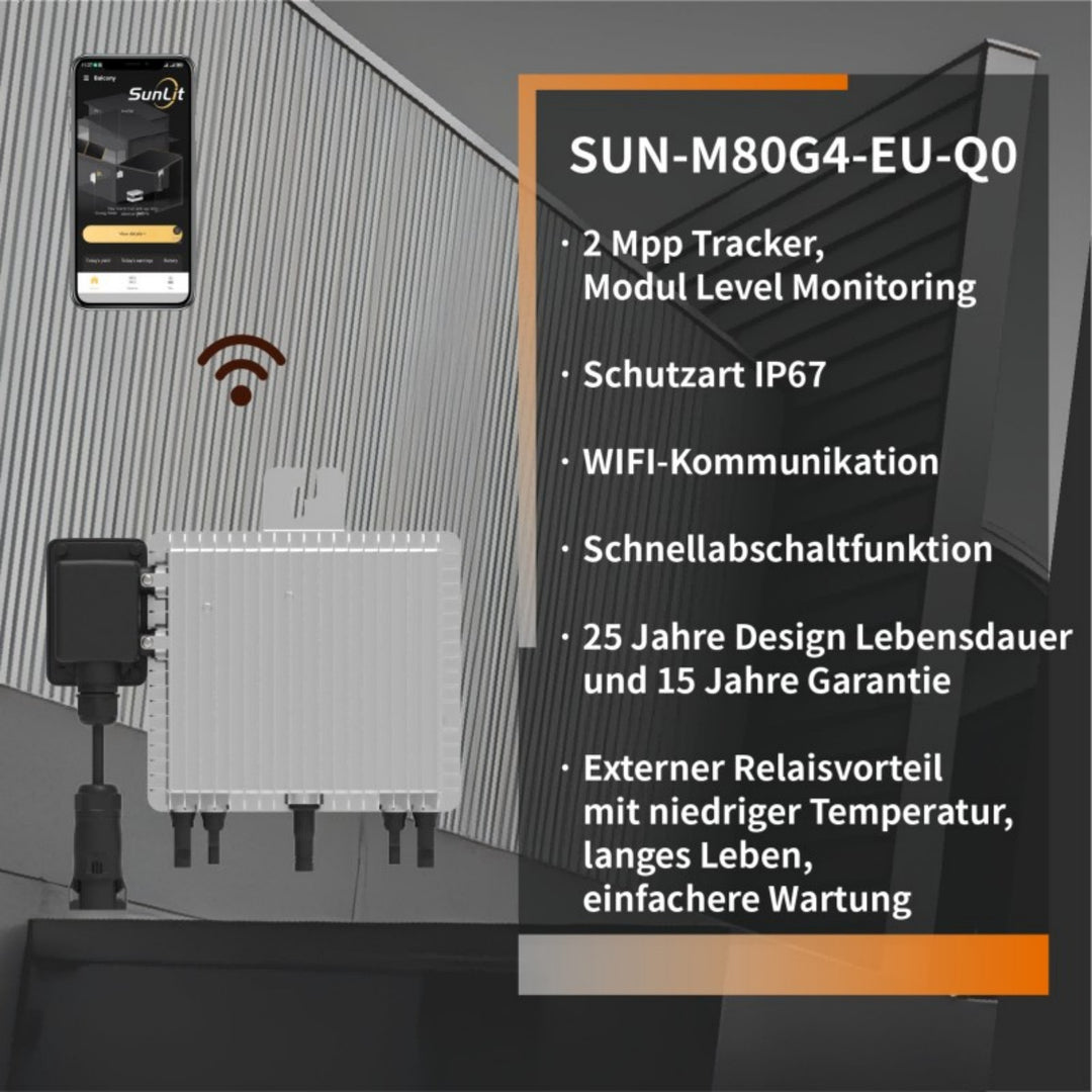 Deye SUN-M80G4-EU-Q0 800 Watt Mikrowechselrichter - WLAN, Bluetooth