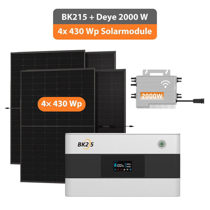 SunEnergyXT BK215 (2,15 kWh) XXL Balkonkraftwerk mit 1720 W Modulleistung + 2000 W Wechselrichter