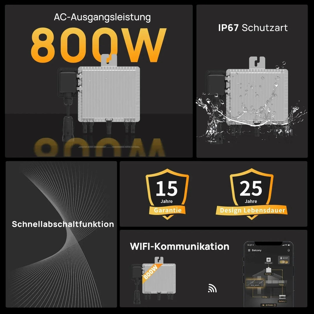 1800 Wp Balkonkraftwerk Plug & Play – Komplettset inkl. Zubehör