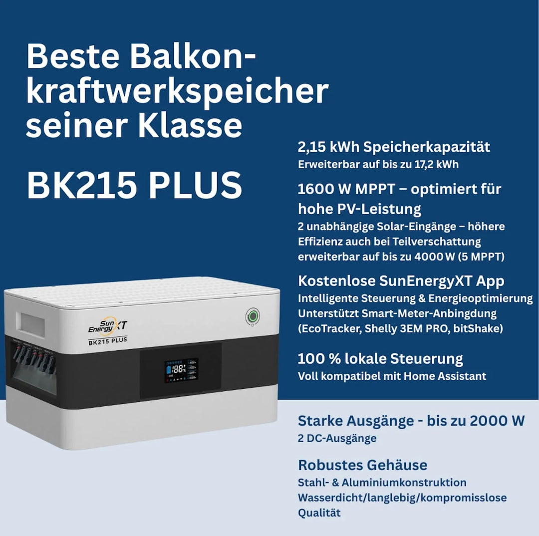 SunEnergyXT 1800 Wp Balkonkraftwerk-Komplettset mit Speicher