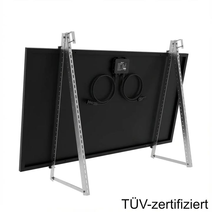 SunEnergyXT Solarmodulhalterung 3-in-1 (silber) für Balkonkraftwerk MSH-01A / MSH-02A - Balkon, Terasse, Flachdach