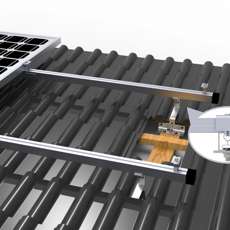 SunLit Ziegeldach Montagesatz f¨¹r 4 Solarmodule - Dachhaken SunLit