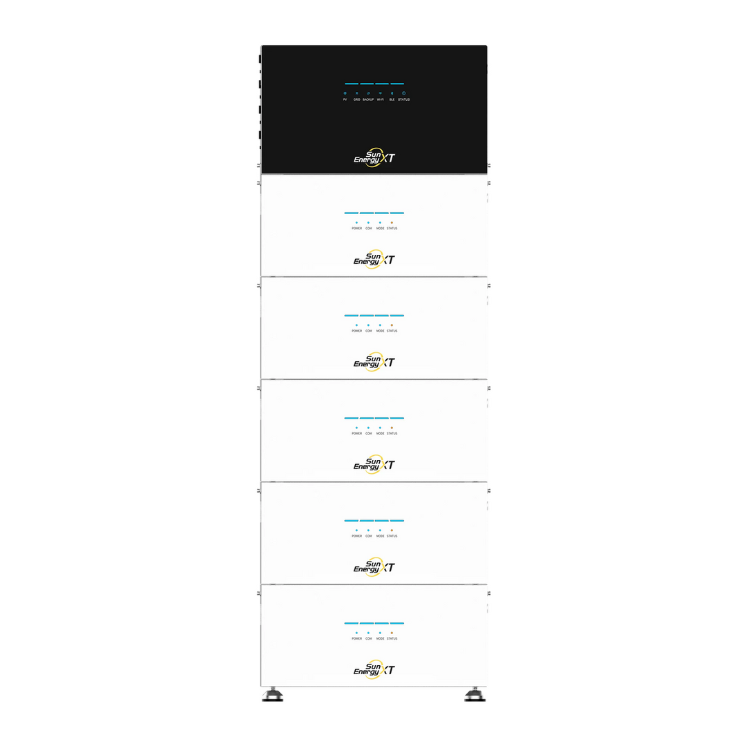 SunEnergyXT 500 PRO AC CORE mit 5 B500 Erweiterungsbatterien, Frontansicht des Sets