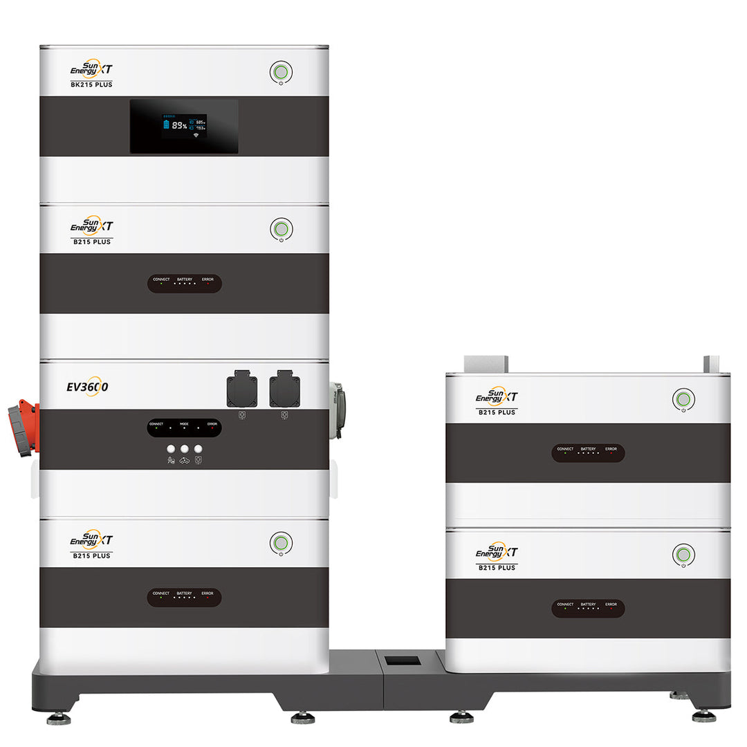 SunEnergyXT Basis mit beispielhafter BK215 PLUS, B215 PLUS und EV3600 Systemkonfiguration